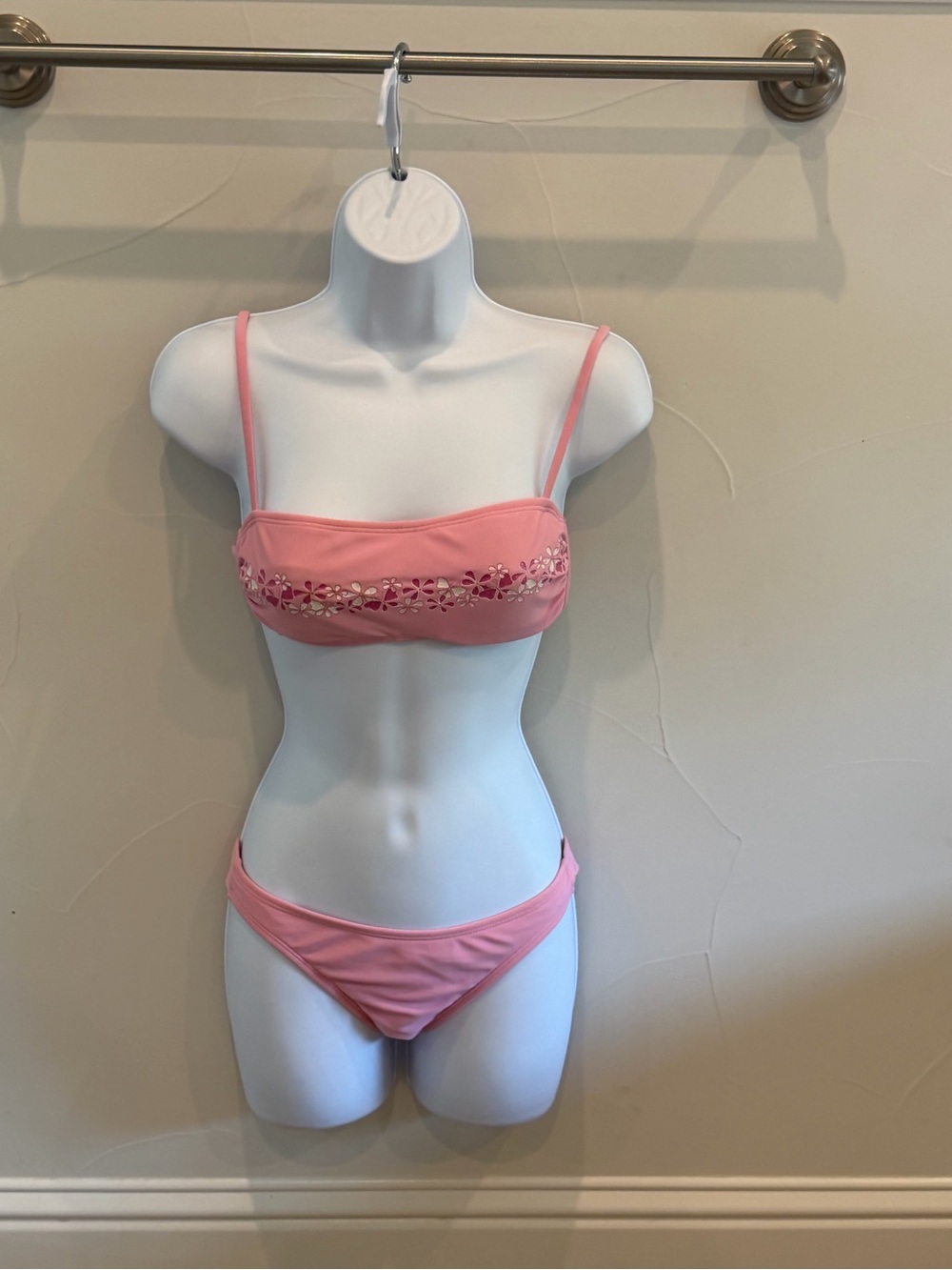 Rebel Beach Pink Floral Glitter Bikini Set XS